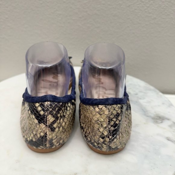 Sam Edelman Flat Shoes Bow Snakeskin Print Size 8 Luxury Ballet - Picture 4 of 7